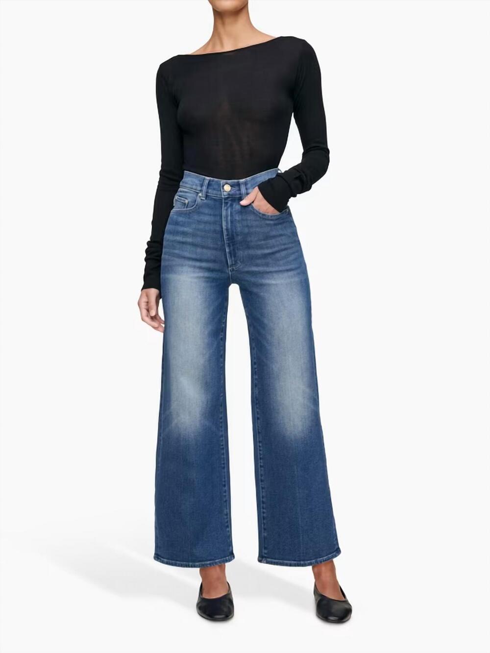 NEW DL1961 - WOMEN'S hepburn wide leg high rise 32" jeans in oceanside